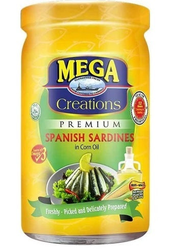 Mega Sardines Spanish Style in Corn oil (bottled) 225g